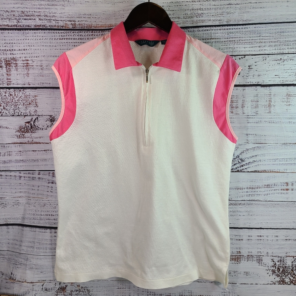 Astra Classic Women's Golf Shirt Pink/White Size L